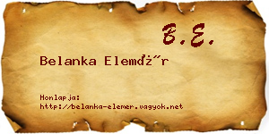 Belanka Elemér névjegykártya